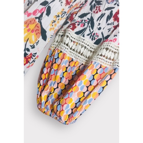 ANGIE Ivory Floral Smocked Long Sleeve Tiered Maxi Dress - Picture 7 of 11